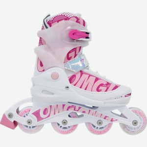 Коньки роликовые раздвижные для девочки ACTIWELL р. 34–37, со светящимся колесом, Арт. PW-117light