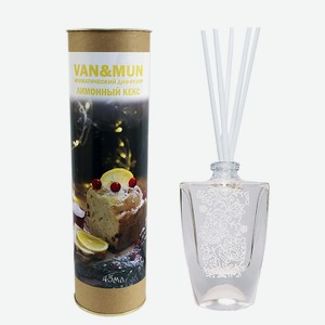VAN&MUN Ароматический диффузор Лимонный кекс с палочками для дома и офиса, 45 мл