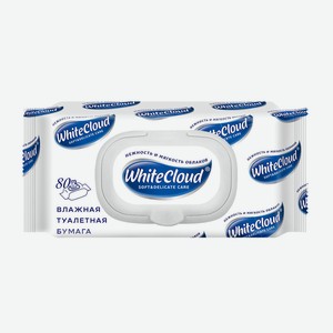 Туалетная бумага WHITECLOUD влажная несмываемая с клапаном 80шт (Окей)