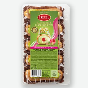 Пирожные эклеры с фисташковым заварным кремом и малиной 235г