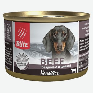 Влажный корм для собак Blitz Говядина с индейкой, 200 г