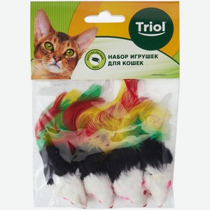 Игрушка Triol Мышь-погремушка с пером чёрно-белая в ассортименте, 1 шт