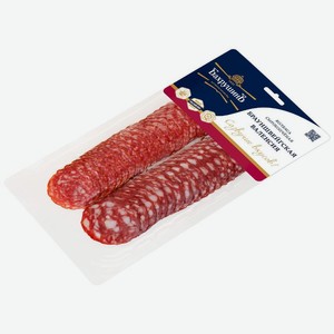 Ассорти колбас Бахрушинъ Брауншвейгская Валенсия сырокопчёных полусухих нарезка, 80г, 80 г