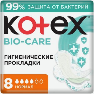Прокладки Kotex Bio-Care Нормал 8шт, 8 шт