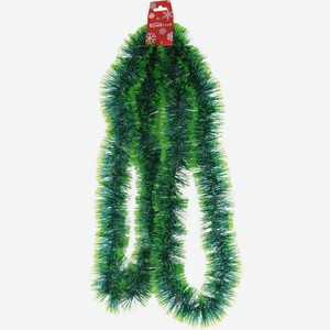 Мишура HOMECLUB зеленая с бел/зел кончиками 200х6см JXT-16-011A, Китай