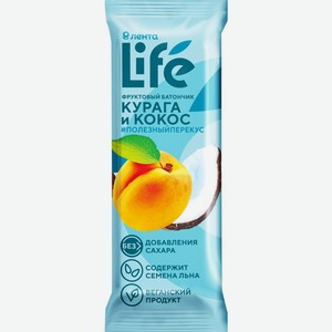 Батончик фруктовый ЛЕНТА LIFE Курага и кокос, Россия, 33 г
