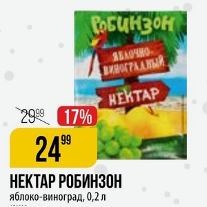 НЕКТАР РОБИНЗОН яблоко-виноград, 0,2 л