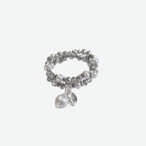 LANZEROTTI Кольцо стрейч, жемчуг, кристаллы, гематит, цвет: Серый, размер: Безразмерный