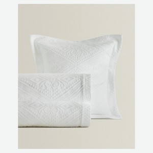 ZARA HOME Хлопковый плед с геометрическим дизайном 230 x 250 см, Белый