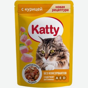 Корм Katty с курицей влажный для кошек, 85 г