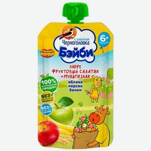 Пюре фруктовое Черноголовка Бэйби Фруктовый салатик + мультизлак