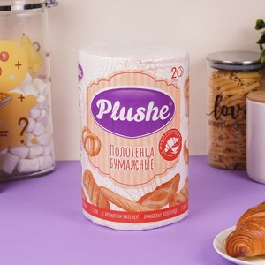 Полотенца бумажные, Plushe, 2 слоя, 1 рулон, в ассортименте