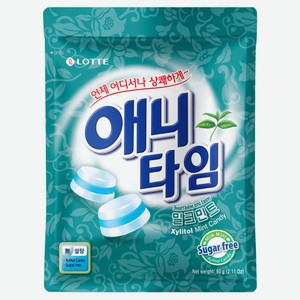 Карамель леденцовая Lotte с молочно-мятным вкусом без добавления сахара Корея, 60 г
