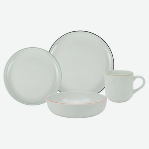 Набор посуды Actuel белый с окантовкой фарфор, 16 предметов