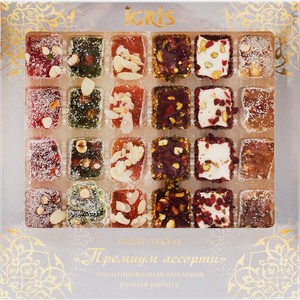 Рахат-лукум IGRIS Grey Премиум ассорти с фруктовыми вкусами и орехами, 900г