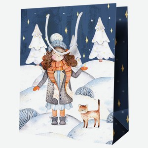 Пакет подарочный 26*32*12см MESHU  Зимний вечер , ламинированный