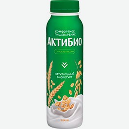 Йогурт Актибио, Злаки, Чернослив, Клубника/земляника, 1,5-1,6%, 260 Г