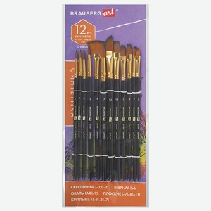 BRAUBERG Кисти художественные набор 12 шт, синтетика, № 1-12, 1 шт.