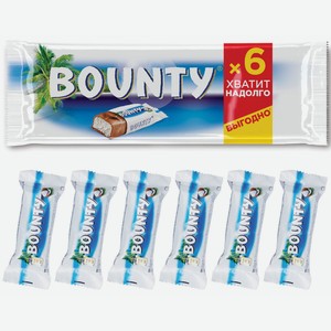 Батончик шоколадный Bounty с нежной мякотью кокоса упак 6шт