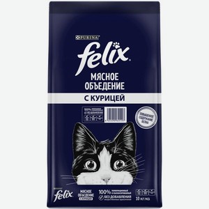 Корм сухой Purina Felix Мясное Объедение сухой для взрослых кошек с курицей 10кг, 10 кг