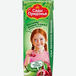 Сок Сады Придонья, Яблоко/вишня, Яблоко/персик, 200 Мл