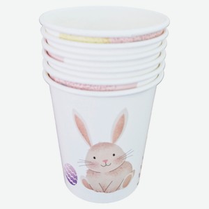 Стакан одноразовый бумажный кролик пасхальный 250 мл, 6 шт