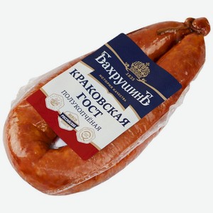 Колбаса Бахрушинъ краковская полукопчёная категории Б, 370г, 370 г