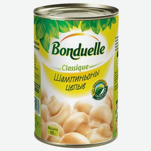 Шампиньоны консервированные Bonduelle целые, 400 г, металлическая банка