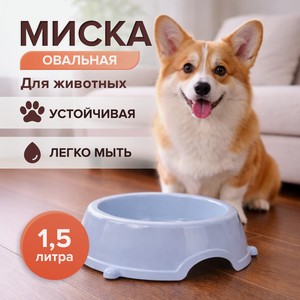 Миска для животных овальная, Pet Club, в ассортименте
