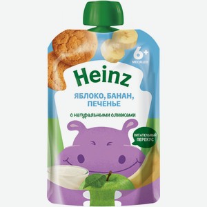 Пюре Heinz из яблок и бананов со сливками и печеньем с 6 месяцев, 90г