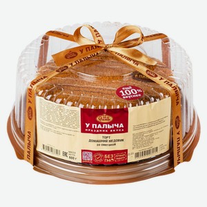 Торт медово-бисквитный «У Палыча» Домашний медовик со сметанным кремом и лимонным соком охлажденный, 600 г