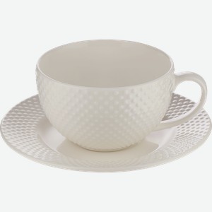 Чайная пара UNIFICO Alessandra, кружка 245мл – 4шт, блюдце 16см – 4шт, костяной фарфор