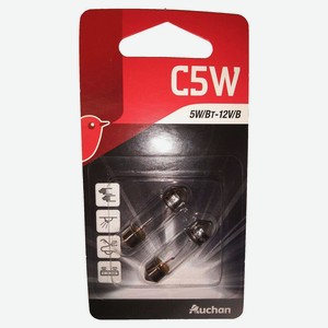 Лампа автомобильная АШАН Красная птица С5W, 2 шт