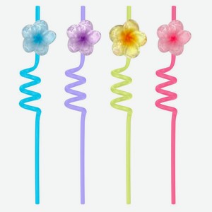 Трубочки для коктейлей MultiDom Лилии 26 см, 4 шт