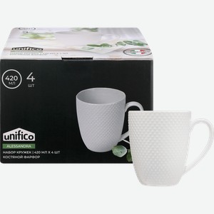 Набор кружек UNIFICO Alessandra, 12,2см, костяной фарфор, 4шт