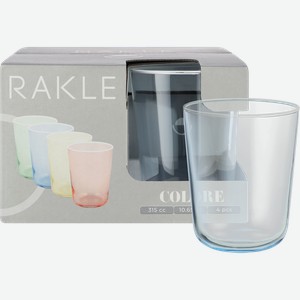 Набор стаканов RAKLE Colore, низкие, цвет голубой, стекло, 315мл, Арт. CLR542, 4шт