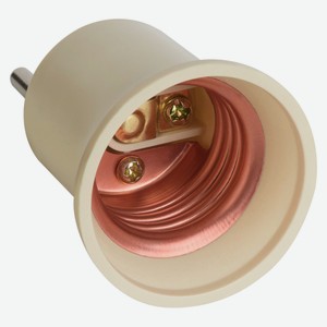 Переходник розеточный duwi прямой вилка-Е27 карболитовый белый