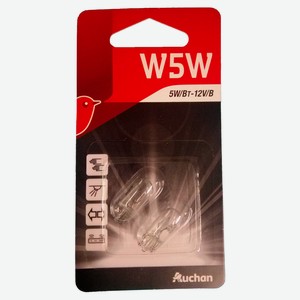 Лампа автомобильная АШАН Красная птица W5W, 2 шт