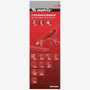 Стержни клеевые, 11 x 200 мм, прозрачные, 6 шт.// Matrix 930720