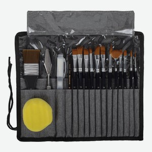 BRAUBERG Кисти художественные набор 18 предметов (14 кистей и аксессуары), 1 шт.