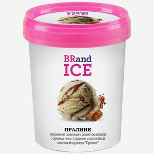 Мороженое Brand Ice Пралине сливочное ваниль с карамелизированными орехами пекан в пралине с карамелью 10%, 500г, 500 г