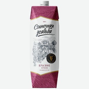 Вино Солнечная усадьба сухое красное 11% 1л, 1 л