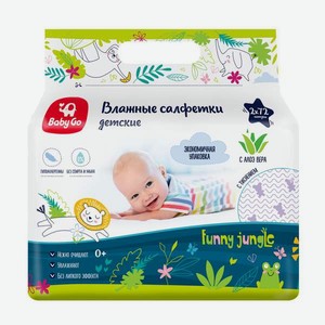 Влажные салфетки BabyGo Funny Jungle 2 упак. 72 шт.