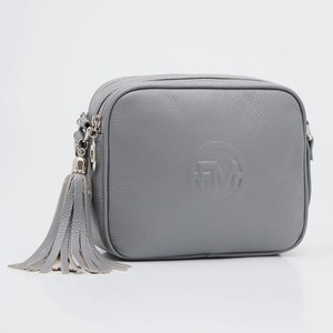 FRANCHESCO MARISCOTTI Сумка кожаная женская кросс-боди через плечо, цвет: Светло-серый, размер: 21*17*7 см