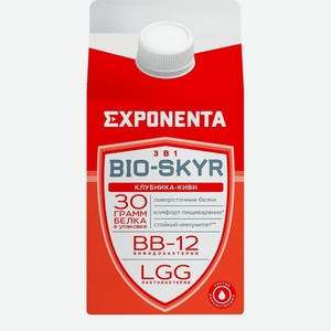 Напиток кисломолочный Exponenta Bio-Skyr 3в1 со вкусом клубники и киви обезжиренный БЗМЖ, 500г, 500 мл