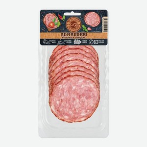 Колбаса Домашняя в пряных специях полукопчёная в нарезке Мясная История 100г