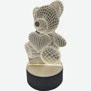 Ночник Wellfort 3D Мишка с сердцем