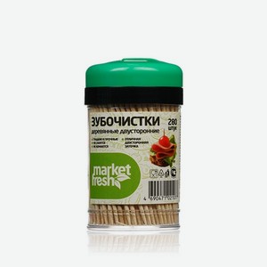 Зубочистки MARKET FRESH в диспенсере 280шт. Цены в отдельных розничных магазинах могут отличаться от указанной цены.