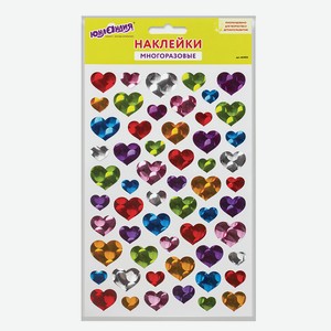 ЮНЛАНДИЯ Наклейки виниловые Сердца, многоразовые, голографические, Комбинированный