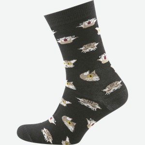 Носки женские INWIN р. 23, 25 черные с котятами/корги, Арт. BPF21/W01- blackcat/998ж